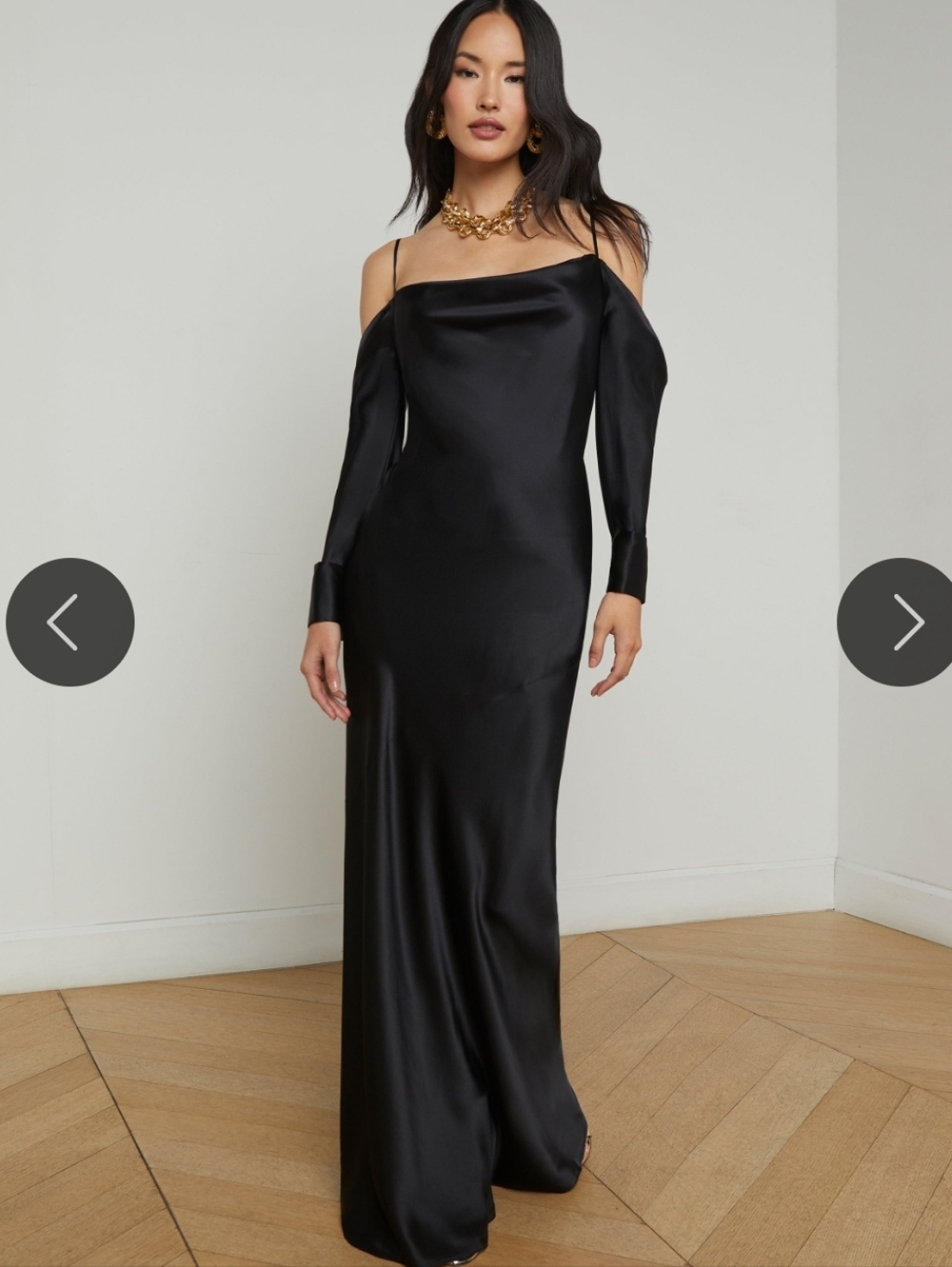 L'AGENCE JUNIPER COLD SHOULDER GOWN NWT SILKY MERMAID SILHOUETTE SZ 6 RP $524.00 - Picture 2 of 14